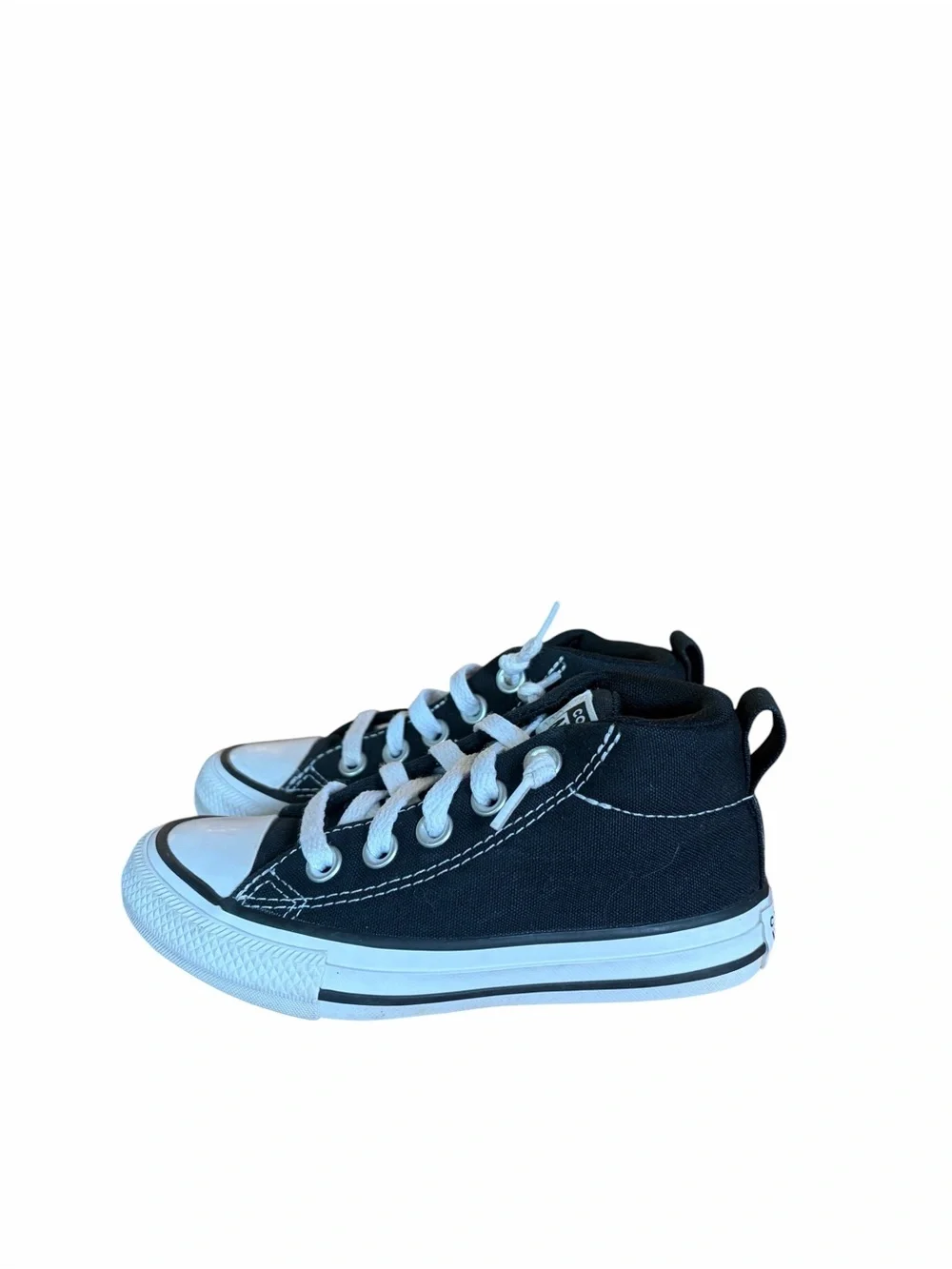 Converse Kids Chuck Taylor Black and White All Star Street Sneakers. Mid-Top.